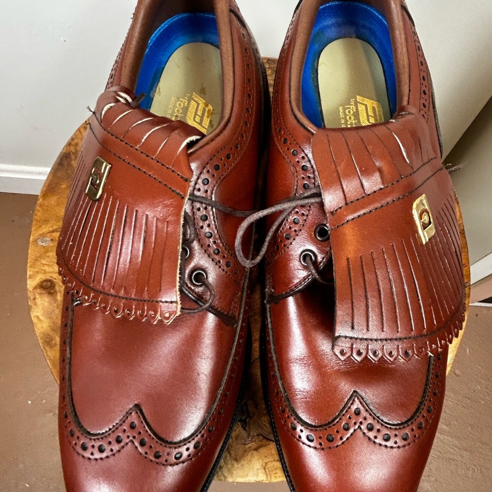 FootJoy Size 8 1/2 Brown Golf Shoe Wing Tip Leather Kiltie 59162 - Picture 9 of 12